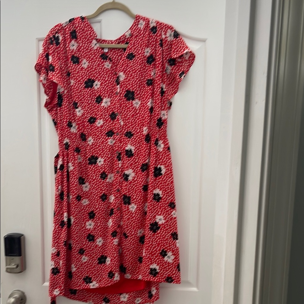 DR2 Pink and Black Flutter Sleeve V-Neck Sundress